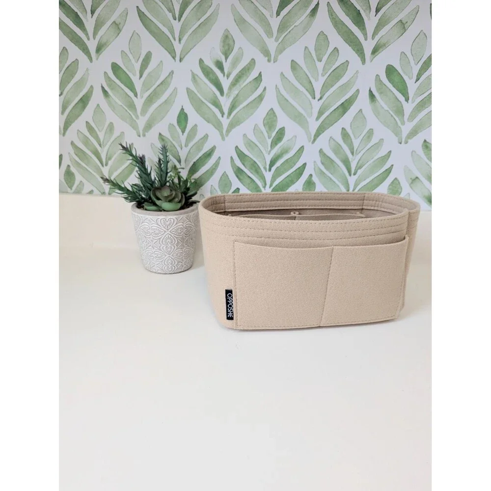 Beige Felt Handbag Organizer Insert - Neutral Purse Storage Opposhe